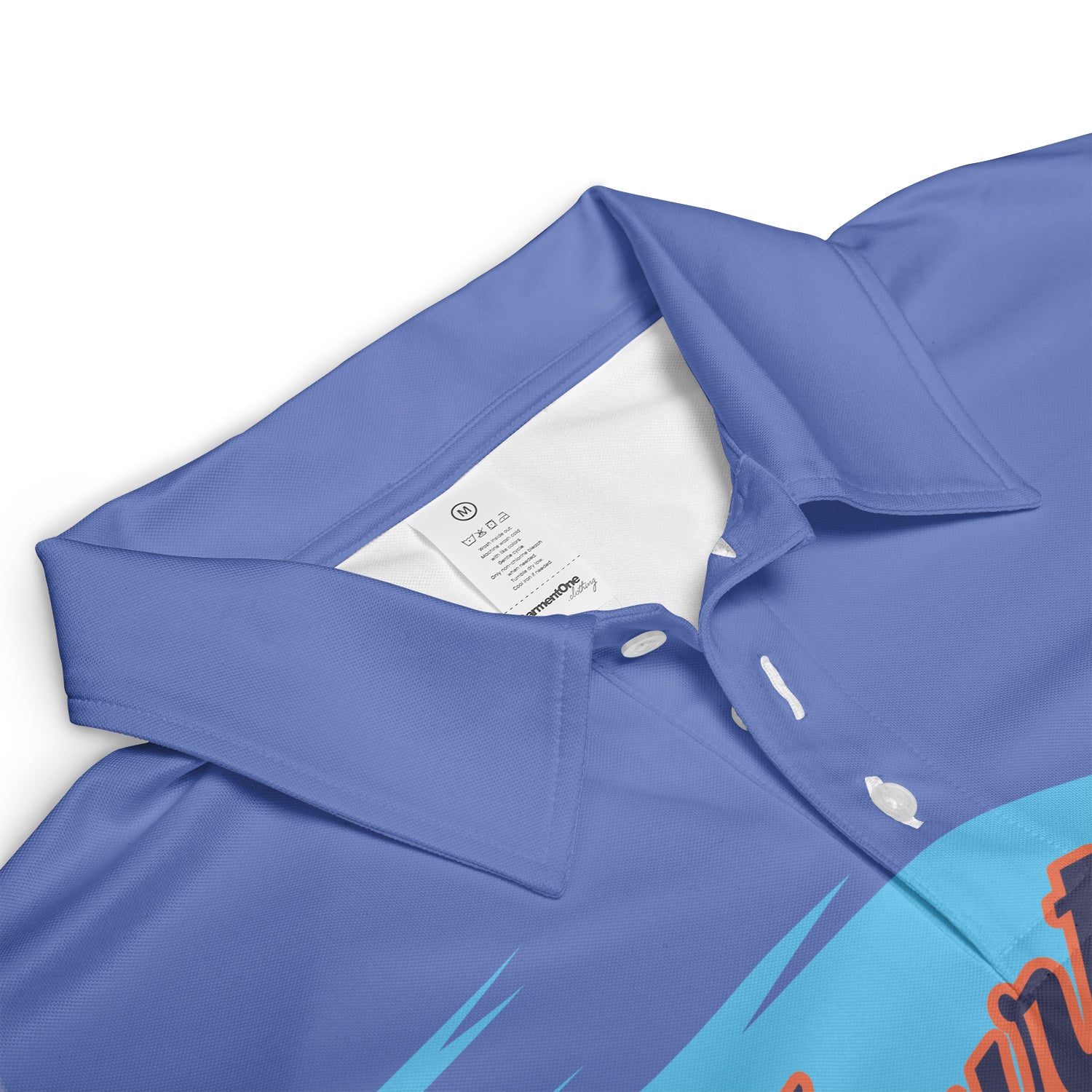 Blue orange pink sunset polo with palm tree silhouettes variant 3