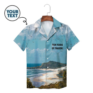 Fraser Island beach scene Hawaiian shirt with custom pocket text