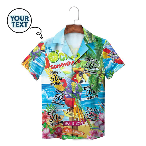 Custom Text Parrot Beach Party Hawaiian Shirt