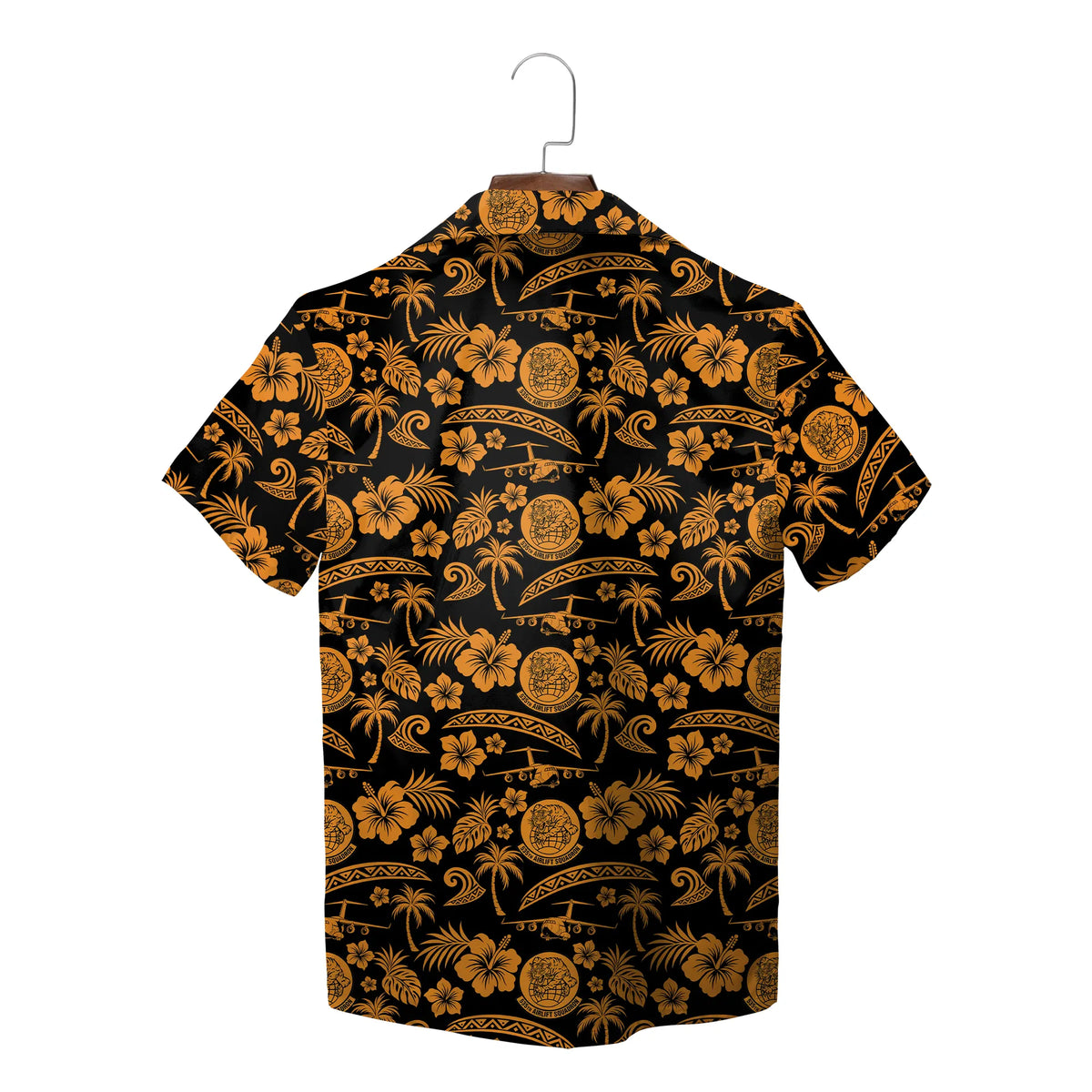 Cargo Plane and Hibiscus Black Custom Hawaiian Shirt