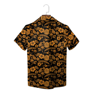 Cargo Plane and Hibiscus Black Custom Hawaiian Shirt