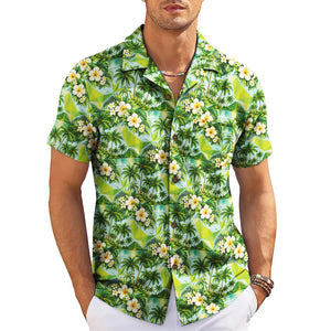 Palm Tree and Hibiscus Pale Aqua Custom Hawaiian Shirt