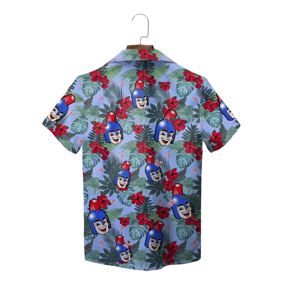 Smiling Warrior Mascot Periwinkle Blue Custom Hawaiian Shirt