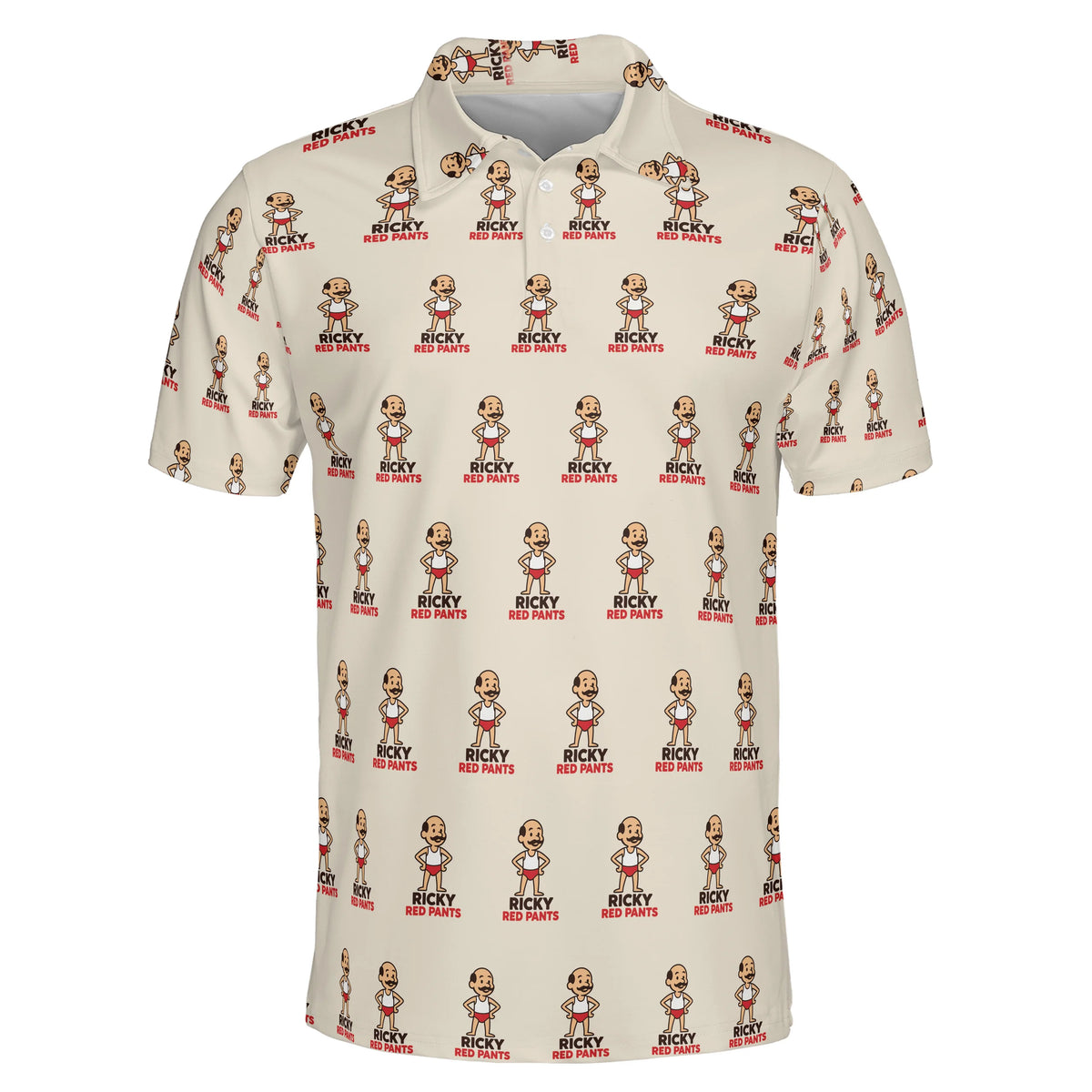 Mustached Mascot Cream Custom Polo Shirt