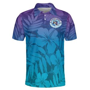 Hibiscus and Fern Purple to Teal Ombre Custom Polo Shirt