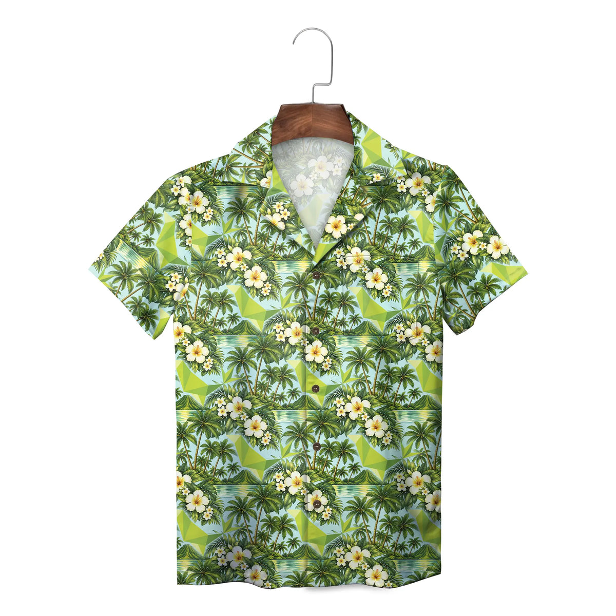 Palm Tree and Hibiscus Pale Aqua Custom Hawaiian Shirt