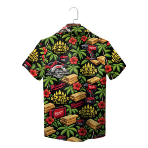 Power Tools and Hibiscus Black Custom Hawaiian Shirt