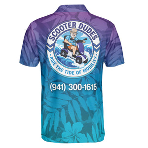 Hibiscus and Fern Purple to Teal Ombre Custom Polo Shirt
