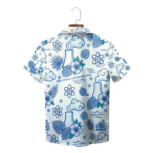 White blue EPRI nuclear cooling tower hibiscus aloha shirt variant 2