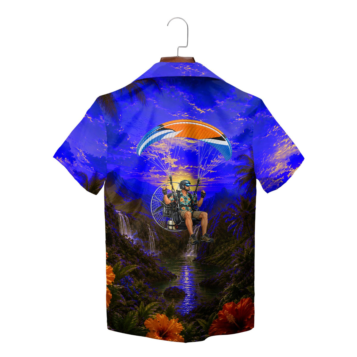 Powered Paraglider Sunset Beach Custom Hawaiian Shirt
