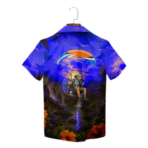 Powered Paraglider Sunset Beach Custom Hawaiian Shirt