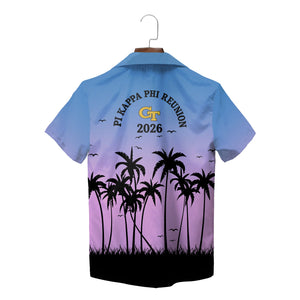 Palm Tree Sunset Blue and Lavender Custom Hawaiian Shirt