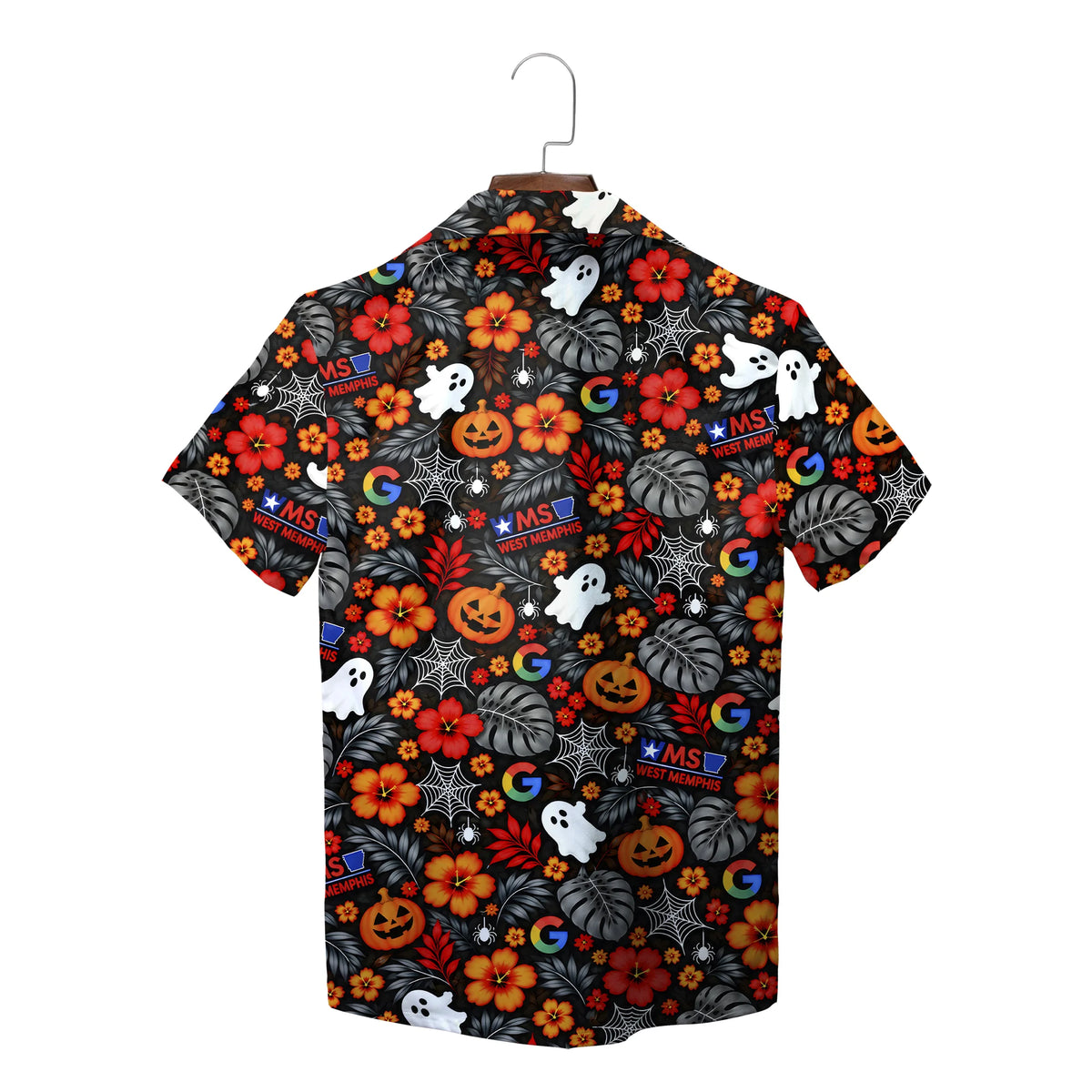 Jack-o'-Lantern and Ghost Black Custom Hawaiian Shirt