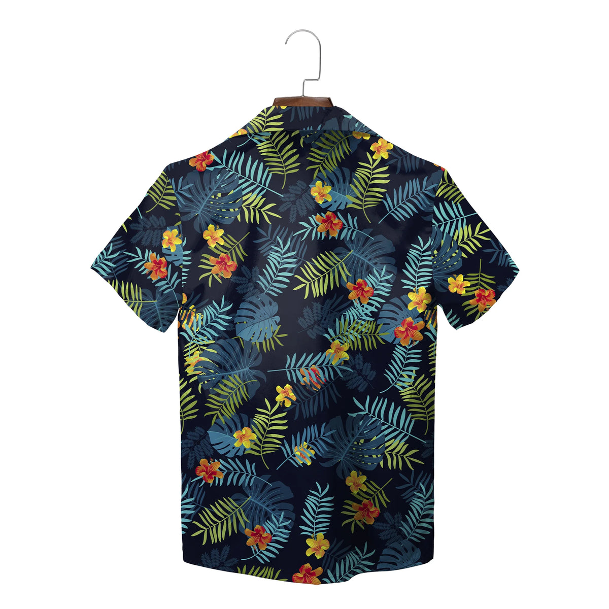 White Hibiscus Red and Navy Custom Hawaiian Shirt