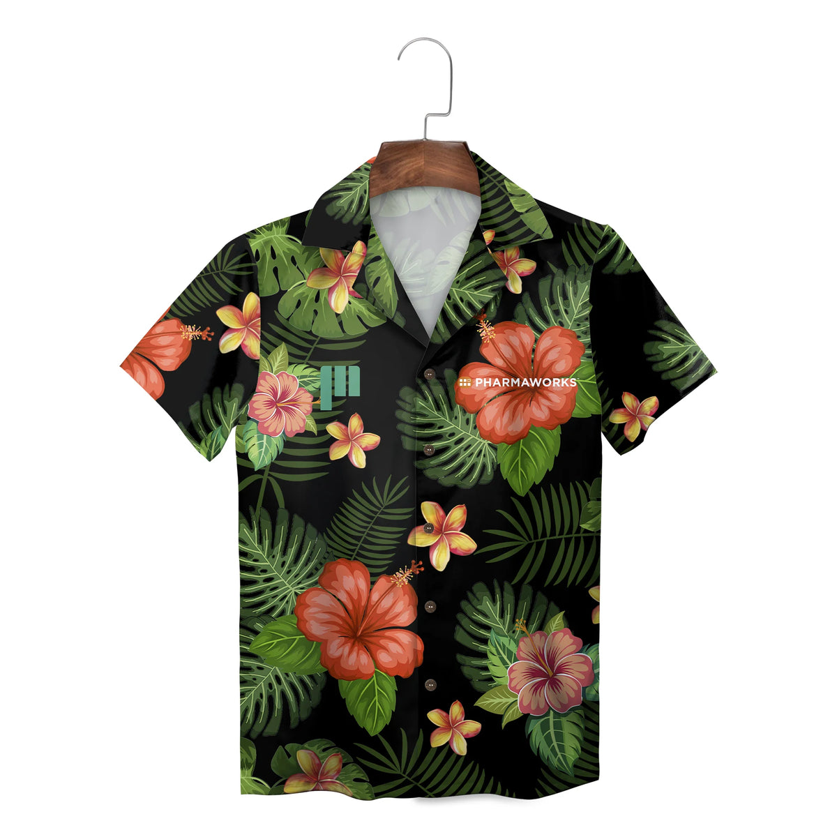 White Hibiscus Red and Navy Custom Hawaiian Shirt