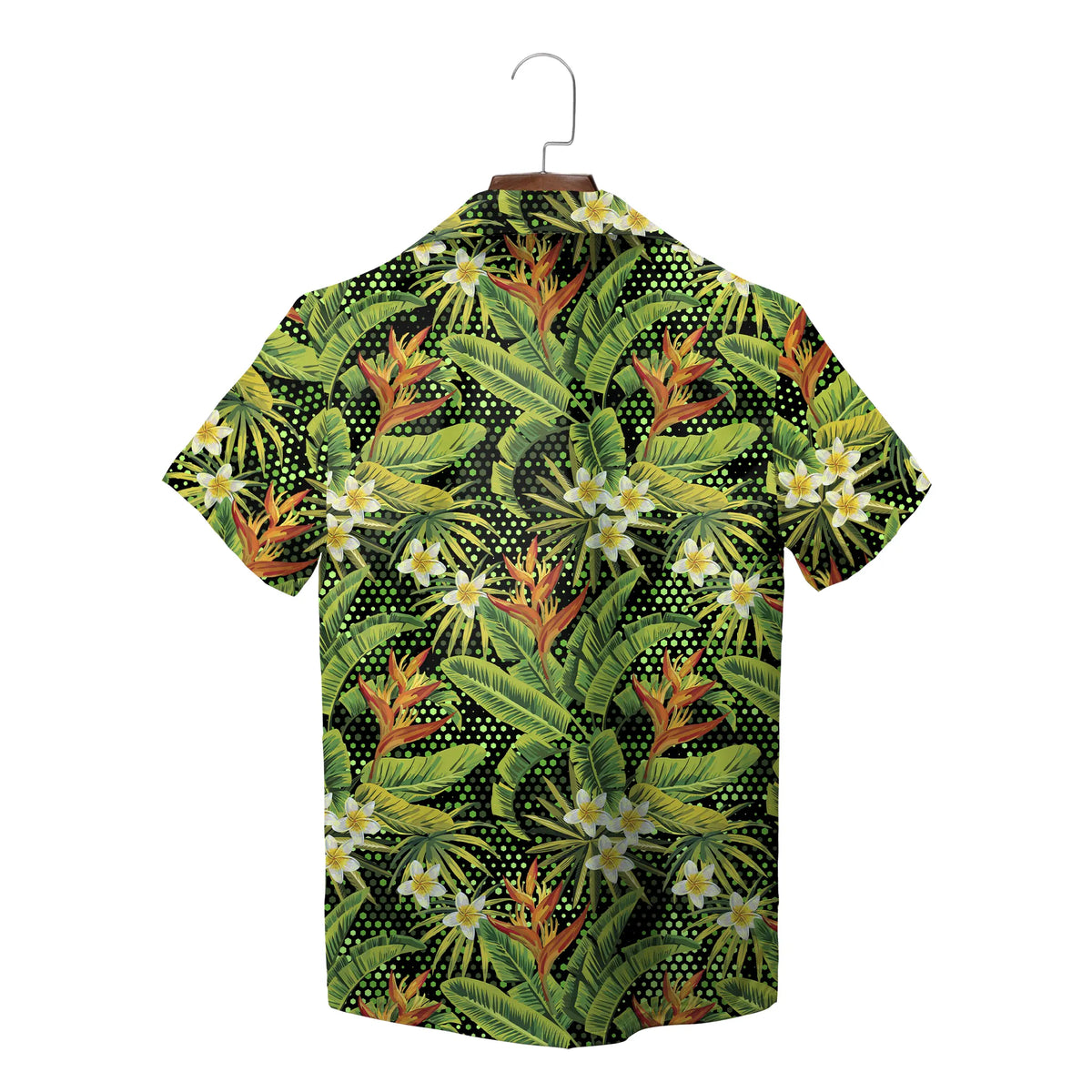 Heliconia and Banana Leaf Black Custom Hawaiian Shirt