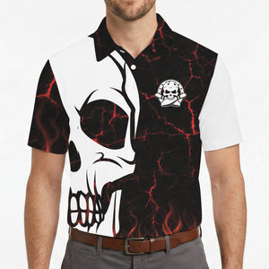 Half white skull polo with flames and bowling emblem variant 4
