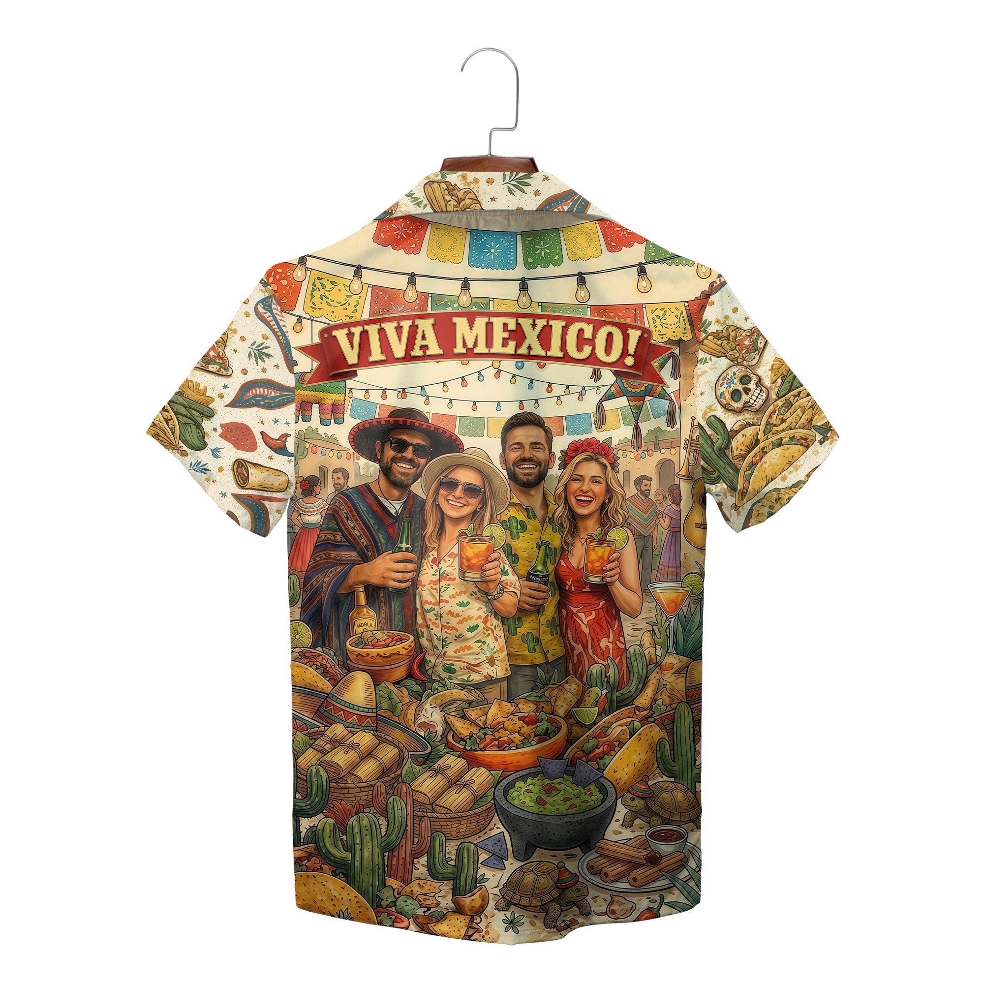 Unisex Hawaiian shirt with Mexican fiesta party scene print variant 2