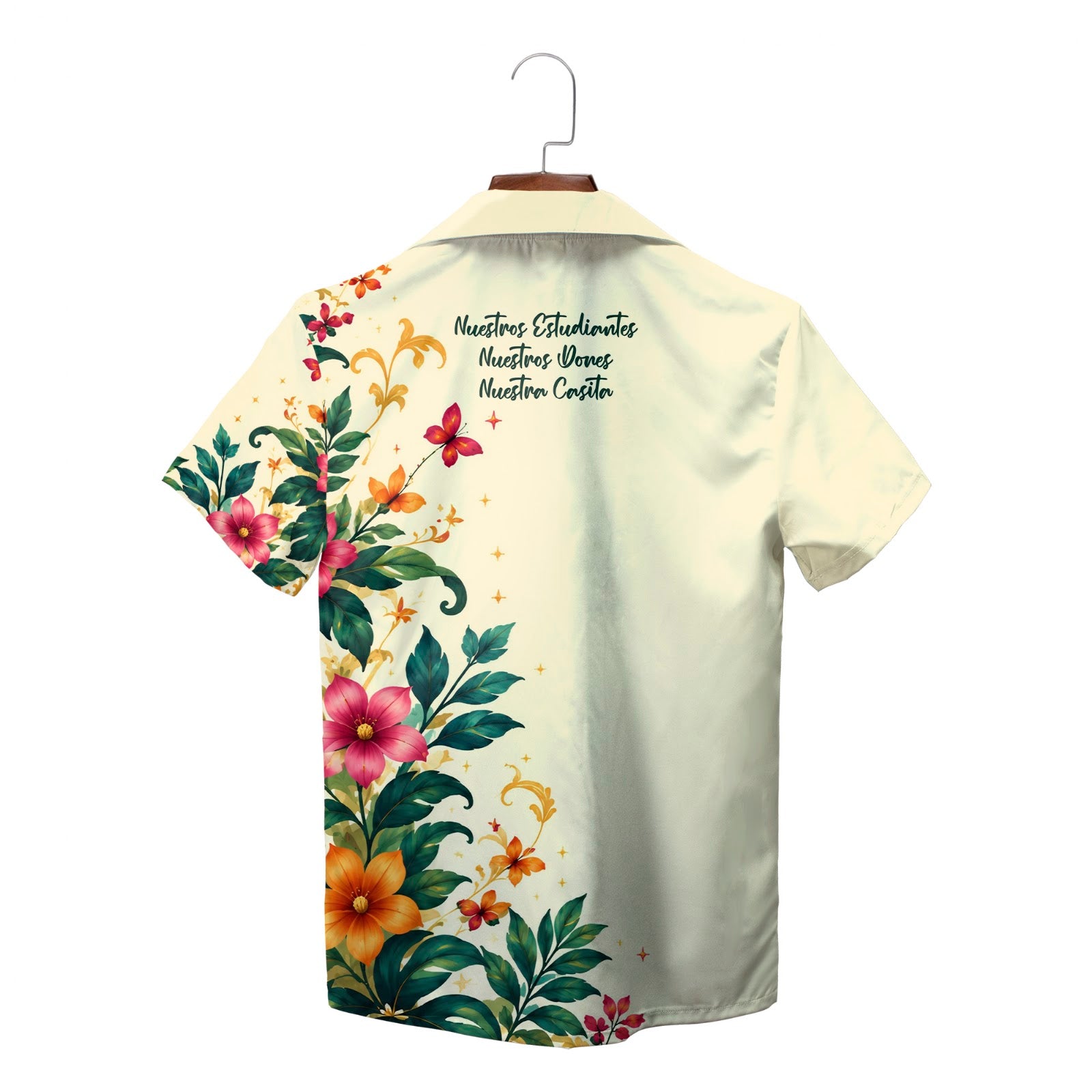 Cream camp shirt pink orange blooms roadrunner logo variant 2