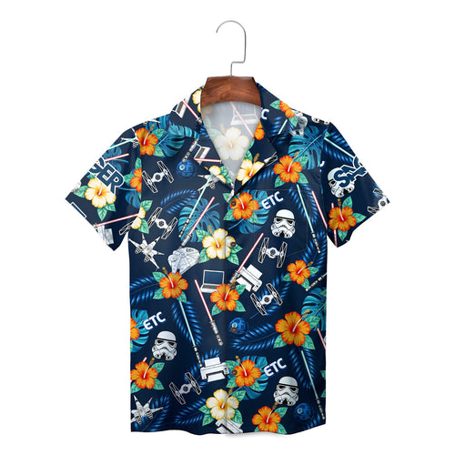 Galactic Hibiscus Tropical Sci Fi Stormtrooper Hawaiian Shirt