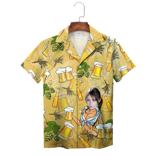 Golden Beer Hops Pattern Personalized Hawaiian Shirt
