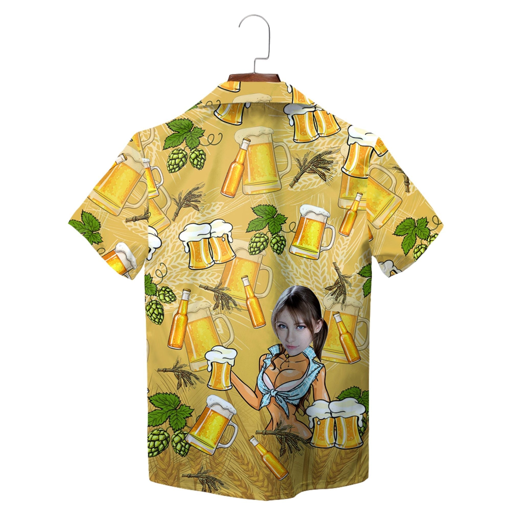 Golden Beer Hops Pattern Personalized Hawaiian Shirt
