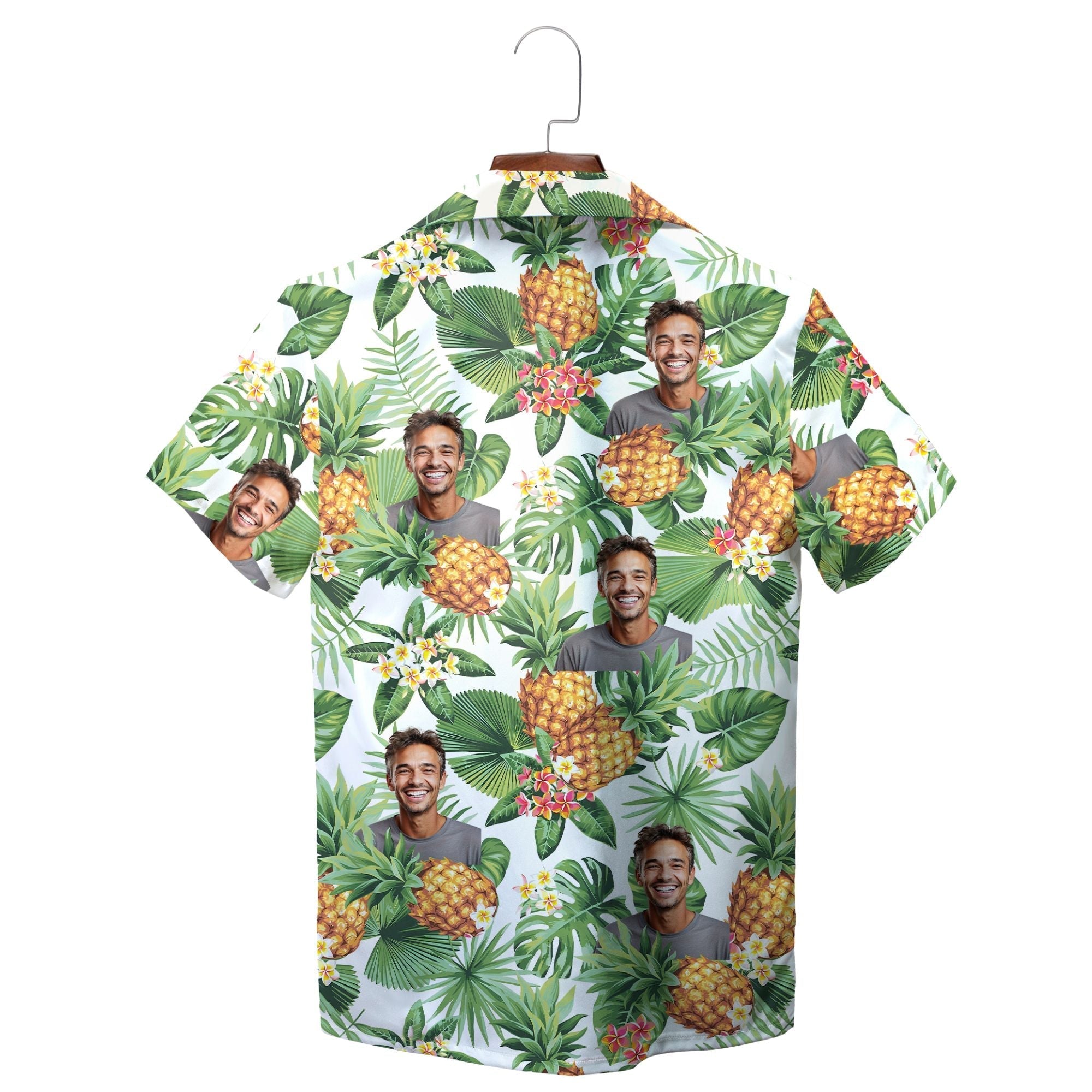 Green Pineapple and Palm Face Hawaiian Shirt