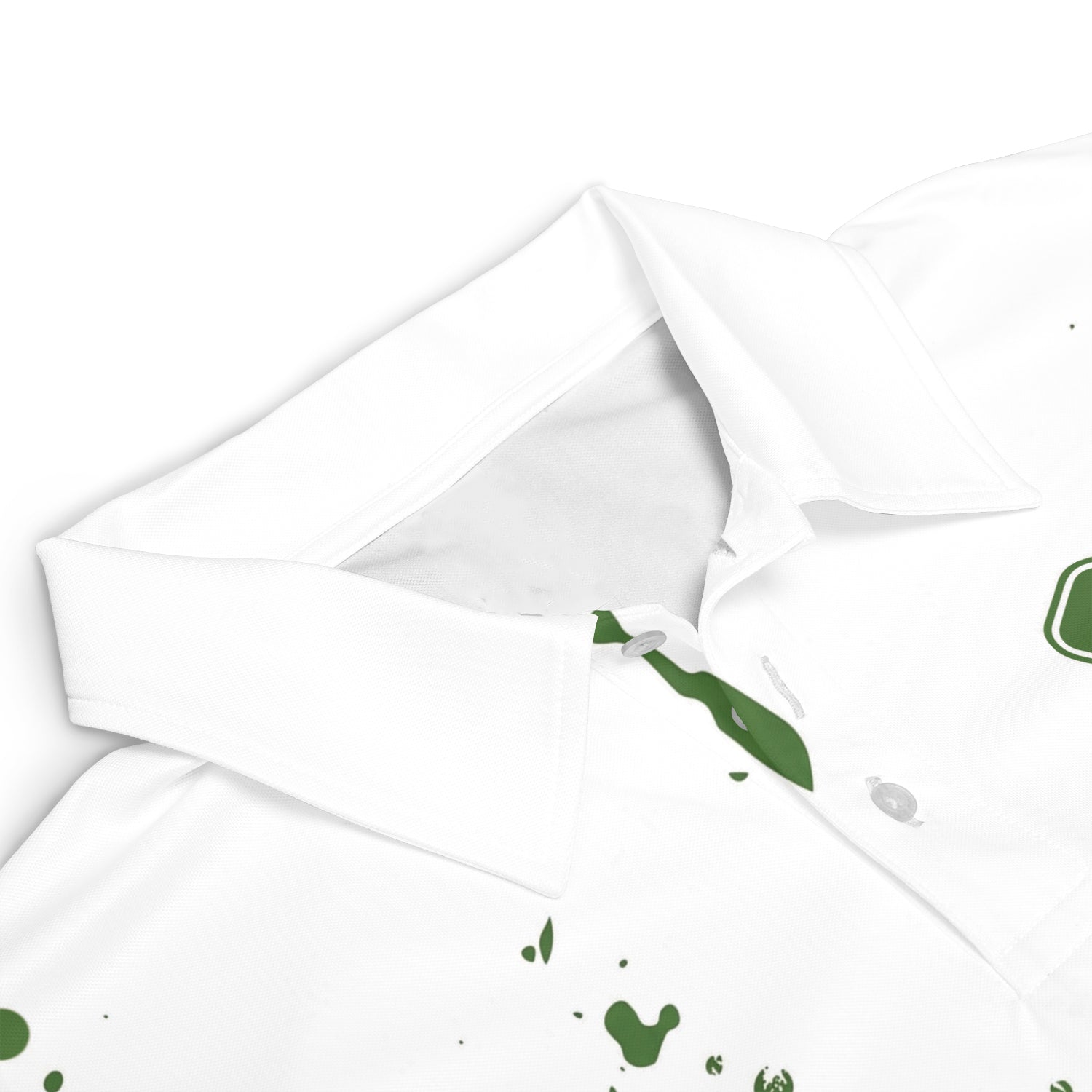 White polo shirt lime green paint splash pickleball design variant 4