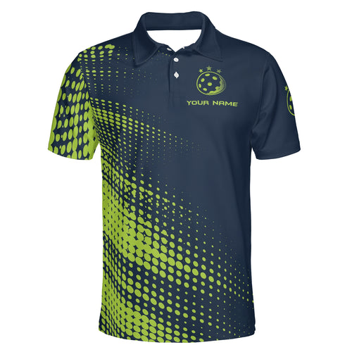 Lime Halftone Dot Wave Pickleball Custom Polo Shirt