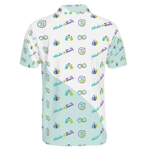 Mint white polo with teal purple teamwork icons variant 2