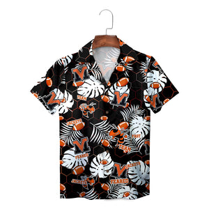 Black orange hornet mascot footballs leafy button shirt on hanger