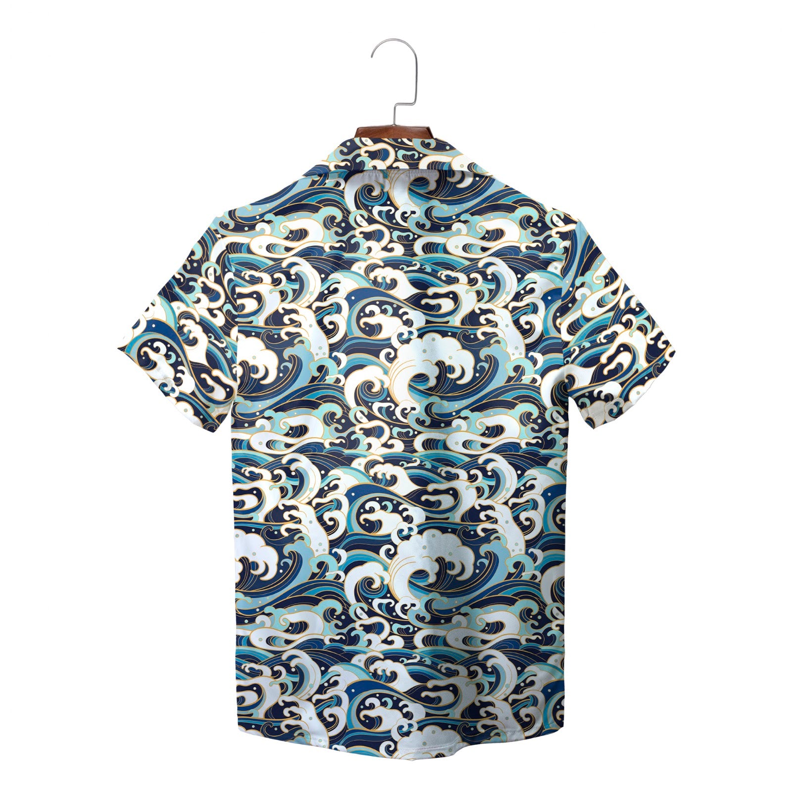 Japanese style breaking waves print short sleeve shirt variant 2