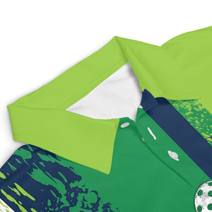 Green navy striped polo with USA flag pickleball paddles graphic variant 3