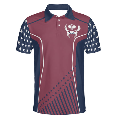 Patriotic Pickleball Wings Star Stripe Polo Shirt Custom Name