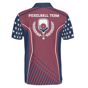Maroon navy star stripe pickleball polo with name crest variant 2