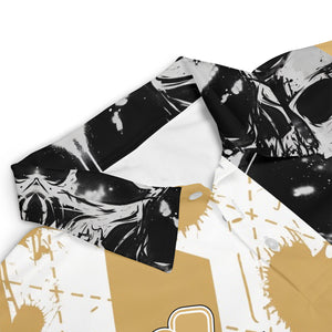 Gold argyle skull split panel custom pickleball polo shirt variant 4