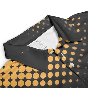 Black gold halftone pickleball polo with paddle crest logo variant 3