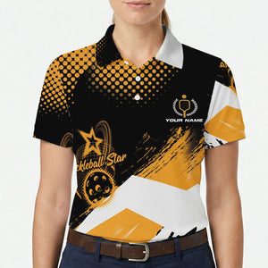 Black gold halftone pickleball polo with paddle crest logo variant 5