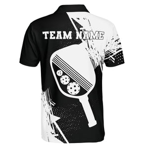 Black white starburst pickleball polo shirt with custom name variant 2