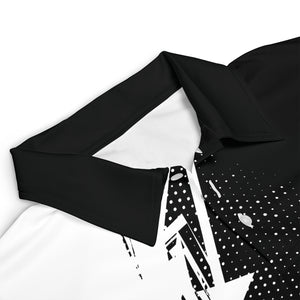 Black white starburst pickleball polo shirt with custom name variant 3