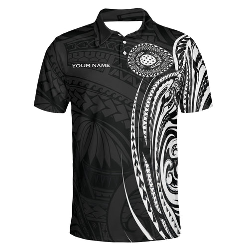 Polynesian Tribal Pickleball Custom Name Polo Shirt