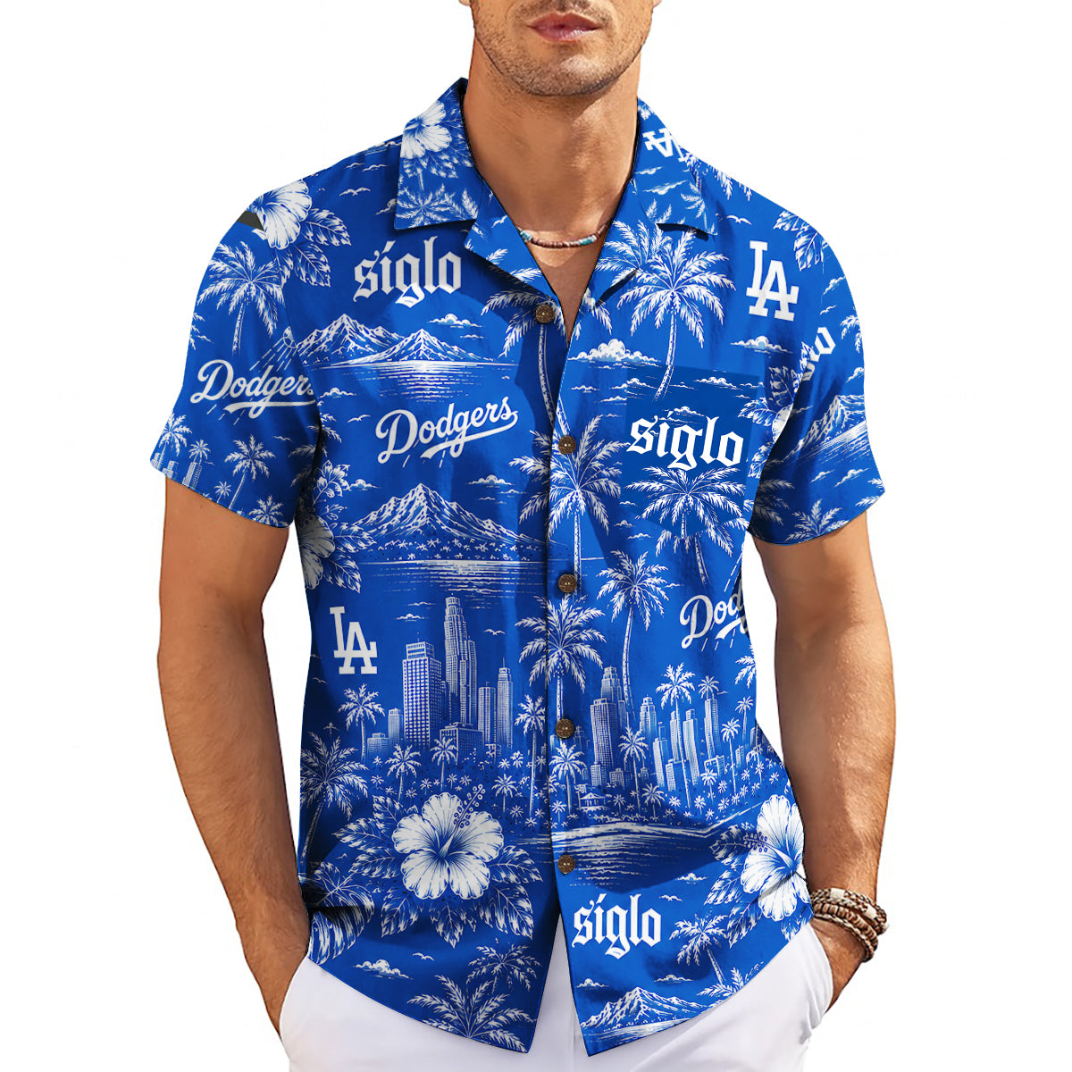 Black white floral palm beach short sleeve shirt variant 12