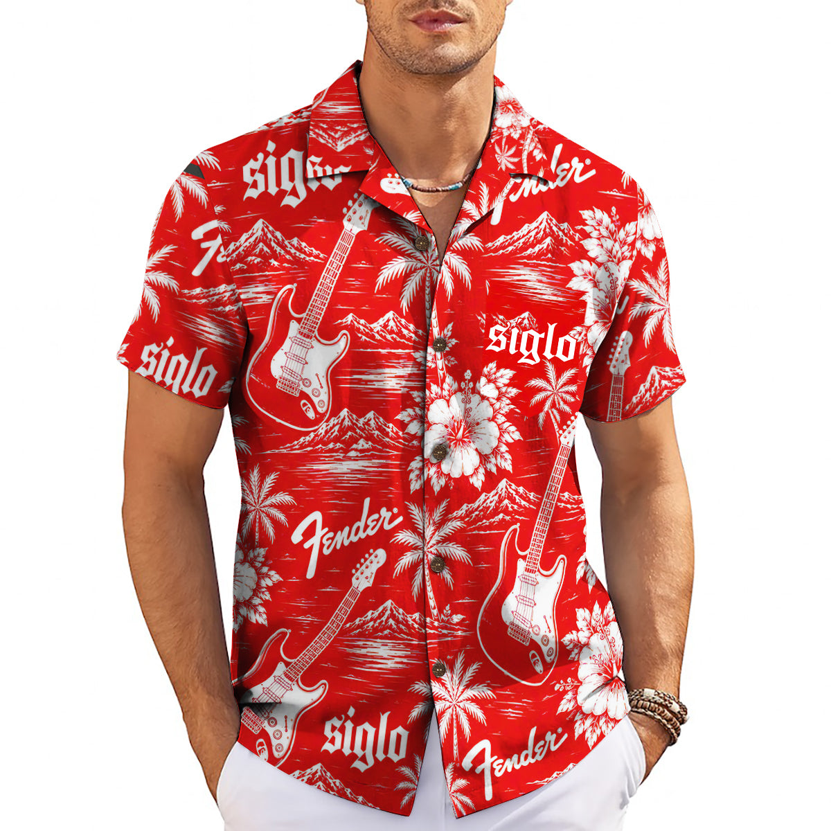 Black white floral palm beach short sleeve shirt variant 14