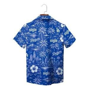 Black white floral palm beach short sleeve shirt variant 7