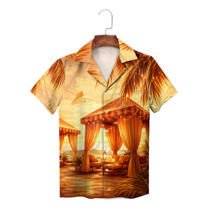 Hawaiian shirt with sunburst palm tree beach umbrella print variant 2