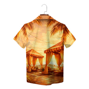 Hawaiian shirt with sunburst palm tree beach umbrella print variant 6