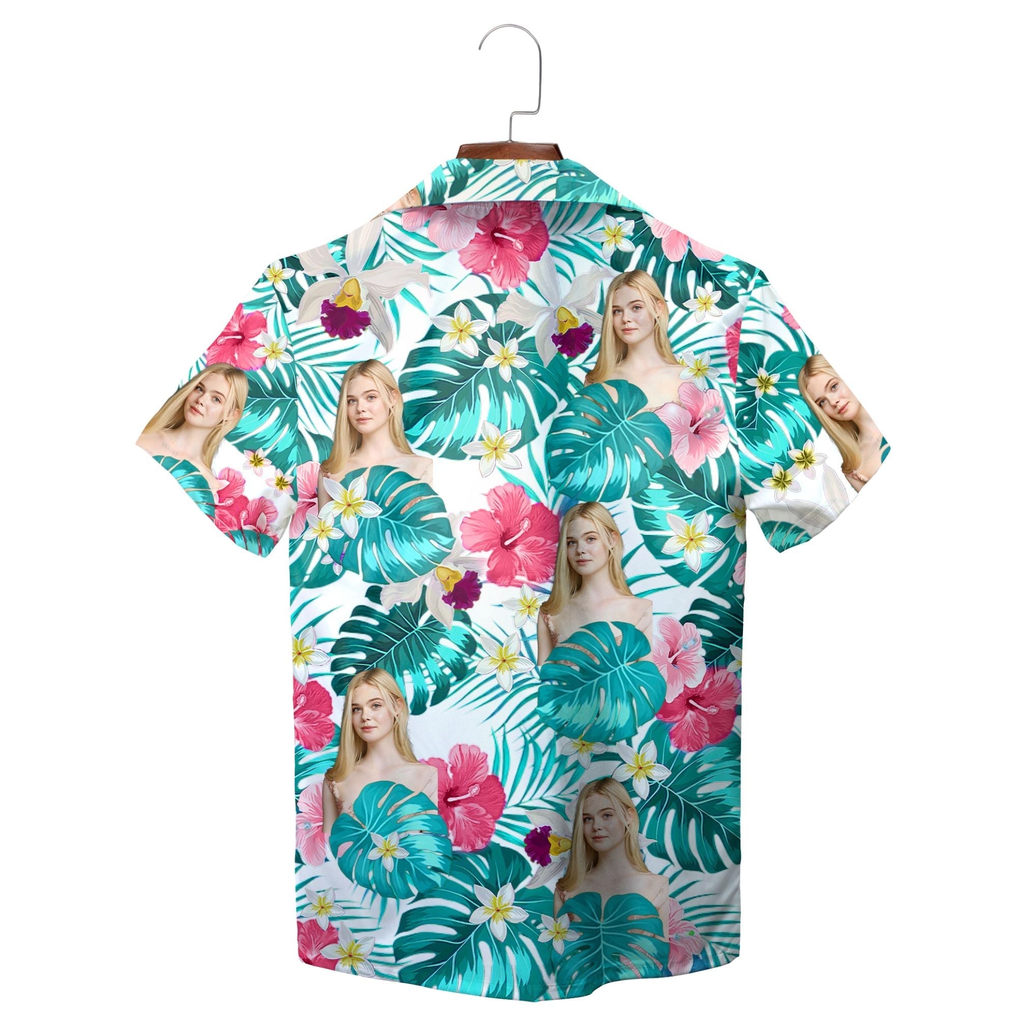 Teal and Pink Tropical Print Personalized Hawaiian Shirt