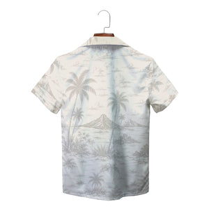 Cream beach print short sleeve shirt on wooden hanger variant 2