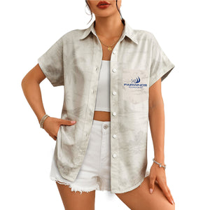 Cream beach print short sleeve shirt on wooden hanger variant 4
