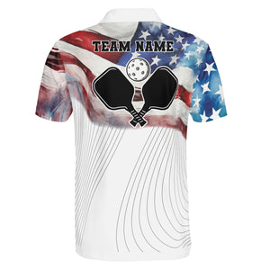 Patriotic watercolor flag pickleball polo with custom name variant 2